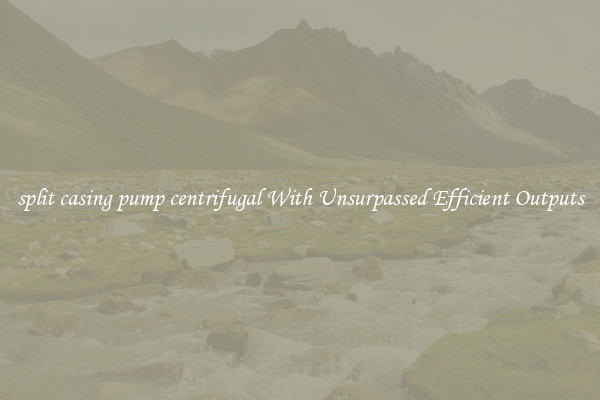 split casing pump centrifugal With Unsurpassed Efficient Outputs