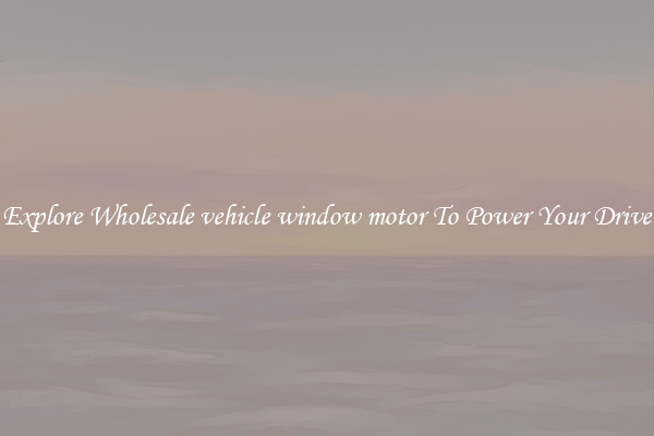 Explore Wholesale vehicle window motor To Power Your Drive