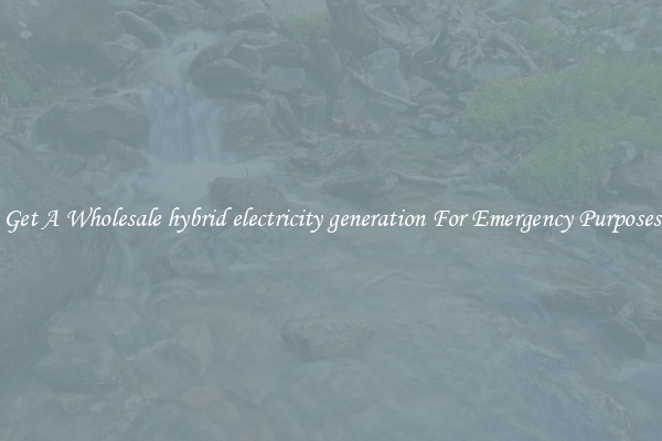 Get A Wholesale hybrid electricity generation For Emergency Purposes